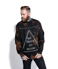 Blackcraft Cult As Above So Below - Men's Bleach Wash Crewneck