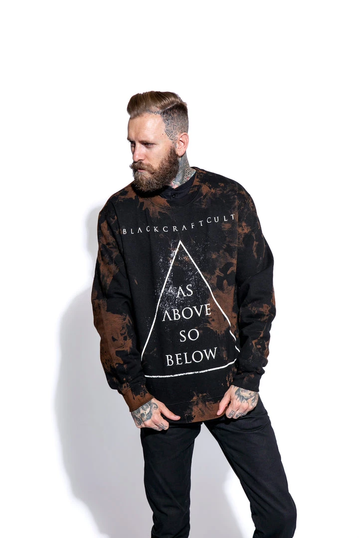 Blackcraft Cult As Above So Below - Men's Bleach Wash Crewneck
