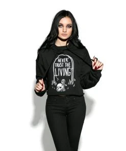 Blackcraft Cult Never Trust The Living - Women's Cropped Hoodie Womens