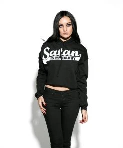 Blackcraft Cult Satan Is My Daddy - Women's Cropped Hoodie