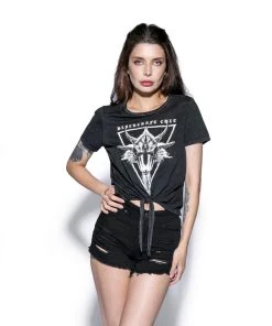 ACDC Womens Six Eyed Baphomet - Tie Front Crop Tee