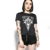 ACDC Womens Six Eyed Baphomet - Tie Front Crop Tee