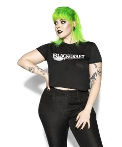 Blackcraft Cult Womens Blackcraft Broom Logo - Flowy Crop Tee