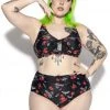 ACDC BC Dark Floral Tie Front Bikini Top