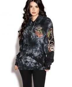 Blackcraft Cult Bats Roost - Black Tie Dye Hooded Pullover Mens