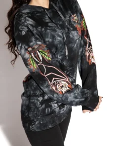 Blackcraft Cult Bats Roost - Black Tie Dye Hooded Pullover Mens