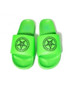 NYLA Green Believe In Yourself - Pool Slides Mens