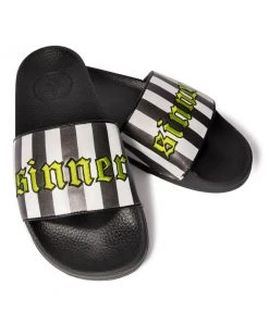 HK East Mens Beetle Striped Sinner - Premium Pool Slides