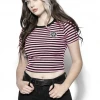 ACDC Believe In Yourself - Pink Striped Women's Crop Tee Womens