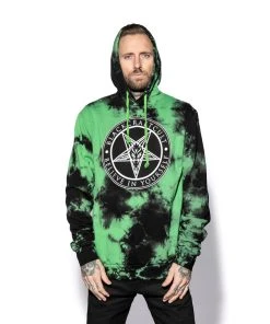 ACDC Believe In Yourself - Green Lightning Dye Hooded Pullover Mens