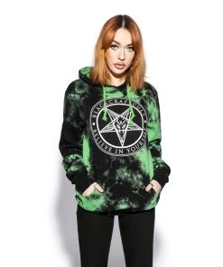 ACDC Believe In Yourself - Green Lightning Dye Hooded Pullover Mens