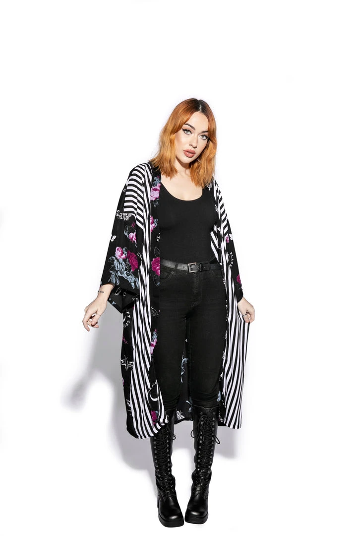 ACDC Womens Dark Floral Long Duster - Kimono 7 ACDC Womens Dark Floral Long Duster - Kimono