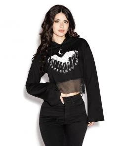 ACDC Nocturnal - Wide Sleeve Crop Hoodie Womens