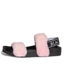 HK East Womens Esme - Pink Staple Faux Fur Slide