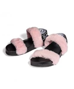 HK East Womens Esme - Pink Staple Faux Fur Slide