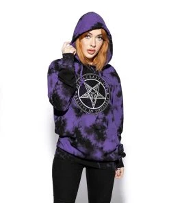 ACDC Believe In Yourself - Purple Lightning Dye Hooded Pullover Mens