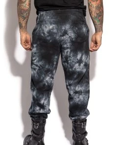 Blackcraft Cult Mens Bat Roost - Black Tie Dye Joggers