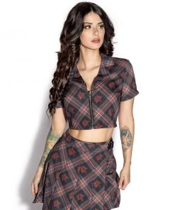 ACDC Womens BCC Goat Red Plaid - Zip Crop