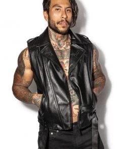 HK East Mens BCC Faux Leather Vest