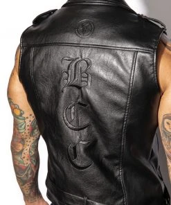 HK East Mens BCC Faux Leather Vest