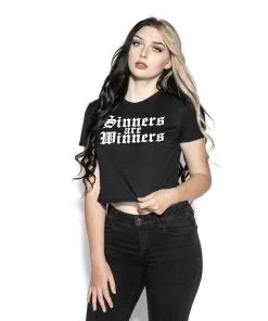 Blackcraft Cult Womens Sinners Are Winners - Flowy Crop Tee