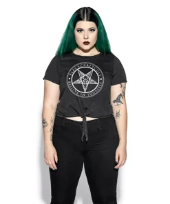 ACDC Womens Believe In Yourself - Tie Front Crop Tee