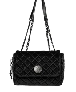 IDS Bags / Wallets Black Velvet - Quilted Flap Satchel
