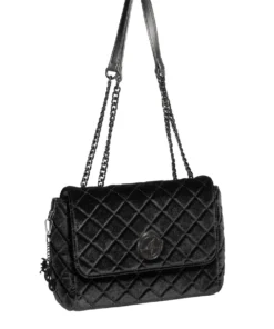 IDS Bags / Wallets Black Velvet - Quilted Flap Satchel