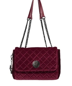 IDS Oxblood Velvet - Quilted Flap Satchel