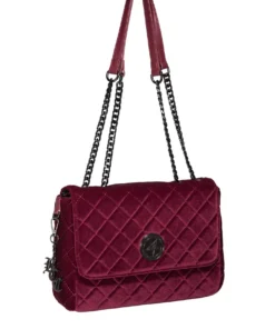 IDS Oxblood Velvet - Quilted Flap Satchel