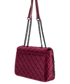 IDS Oxblood Velvet - Quilted Flap Satchel
